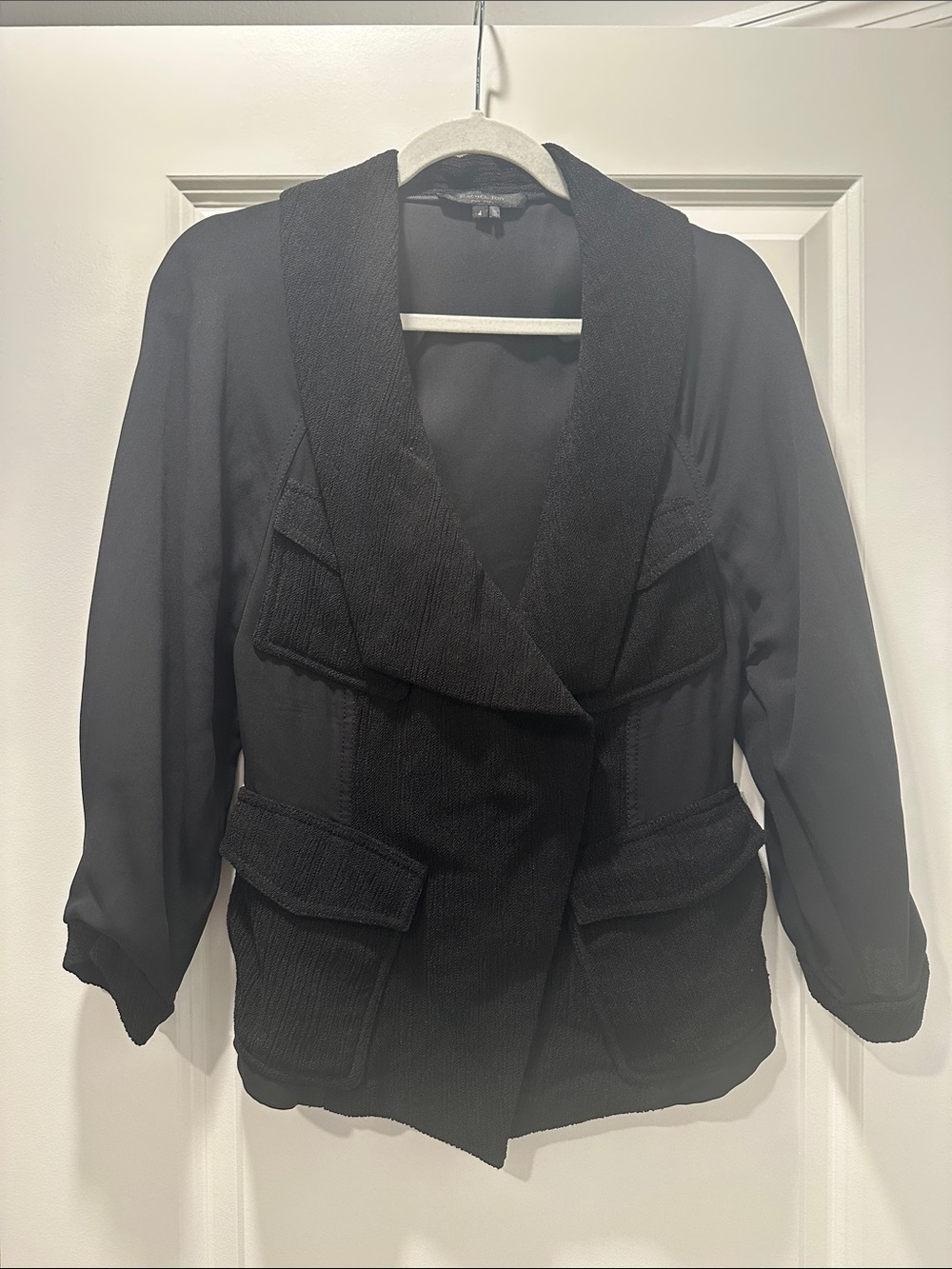 Rachel Roy Black Women's Textured Shawl Collar Jacket